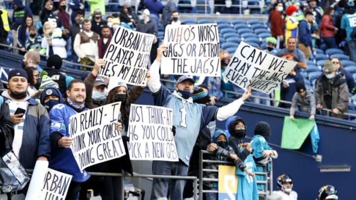 Fans of the Jacksonville Jaguars in Seattle, Washington. (Photo by Steph Chambers/Getty Images)