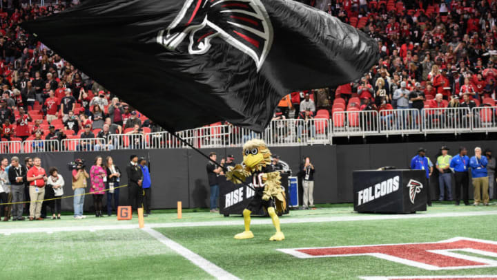 Atlanta Falcons mascot Freddy Falcon at Mercedes-Benz Stadium. Mandatory Credit: Dale Zanine-USA TODAY Sports