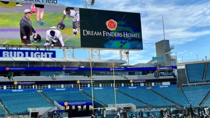 Jaguars coach Doug Pederson watches his players warm up at TIAA Bank Field. (Imagn Images photo pool)