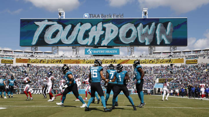 Jacksonville Jaguars running back Travis Etienne Jr. (1) at TIAA Bank Field. Mandatory Credit: Douglas DeFelice-USA TODAY Sports