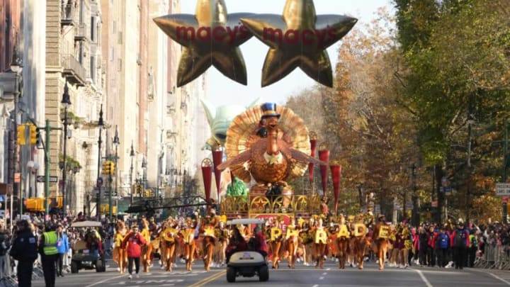 The Tom Turkey float is seen at the 2022 Macy's Thanksgiving Day parade on Central Park West in New York.