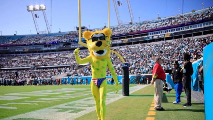 Jaxson de Ville walks the sideline at TIAA Bank Field in Jacksonville. [Corey Perrine/Florida Times-Union]Jki 112722 Nfl Ravens Jags Cp 81