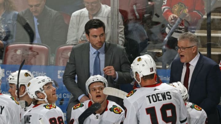 Chicago Blackhawks, Jeremy Colliton, Stan Bowman, (Photo by Joel Auerbach/Getty Images)