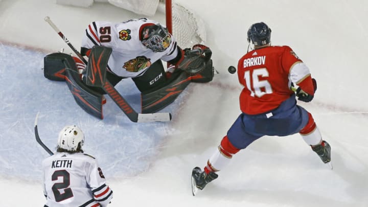 Corey Crawford #50, Chicago Blackhawks (Photo by Joel Auerbach/Getty Images)