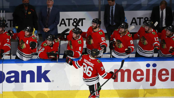 Matthew Highmore #36, Chicago Blackhawks (Photo by Jeff Vinnick/Getty Images)