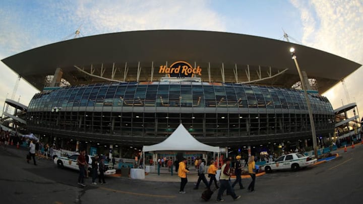 MIAMI GARDENS, FL - DECEMBER 30: A general view as fans arrive prior to the Capitol One Orange Bowl between the Florida State Seminoles and the Michigan Wolverines at Sun Life Stadium on December 30, 2016 in Miami Gardens, Florida. (Photo by Mike Ehrmann/Getty Images)