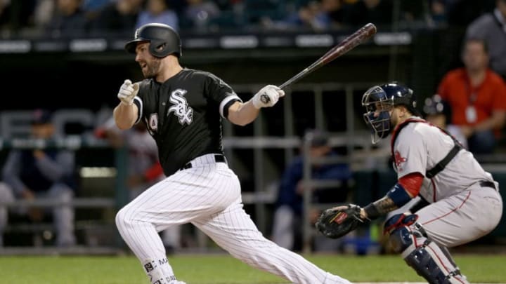CHICAGO, IL - AUGUST 30: Matt Davidson #24 of the Chicago White Sox hits a single in the first inning against the Boston Red Sox at Guaranteed Rate Field on August 30, 2018 in Chicago, Illinois. (Photo by Dylan Buell/Getty Images)