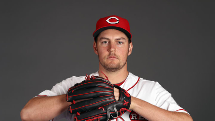 GOODYEAR, ARIZONA - FEBRUARY 19: Trevor Bauer #27 poses during Cincinnati Reds (Photo by Jamie Squire/Getty Images)