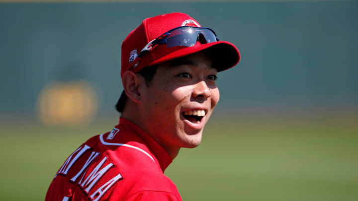 GOODYEAR, ARIZONA - FEBRUARY 23: Shogo Akiyama #4 of the Cincinnati Reds (Photo by Ralph Freso/Getty Images) GOODYEAR, ARIZONA - FEBRUARY 23: Shogo Akiyama #4 of the Cincinnati Reds (Photo by Ralph Freso/Getty Images)