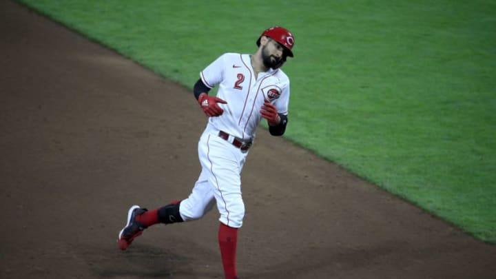 CINCINNATI, OHIO - AUGUST 14: Nick Castellanos #2 of the Cincinnati Reds runs the bases after hitting a three run home run. (Photo by Andy Lyons/Getty Images)