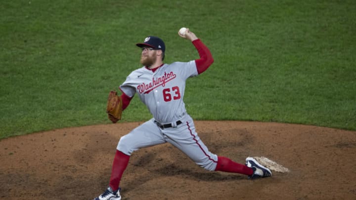 PHILADELPHIA, PA - SEPTEMBER 03: Sean Doolittle #63 of the Washington Nationals throws a pitch. (Photo by Mitchell Leff/Getty Images)