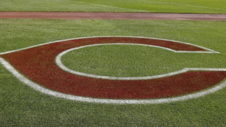 GOODYEAR, AZ - MARCH 08: A Cincinnati Reds logo (Photo by Tim Warner/Getty Images)
