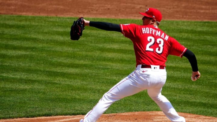 Cincinnati Reds starting pitcher Jeff Hoffman (23) delivers in the third inning.