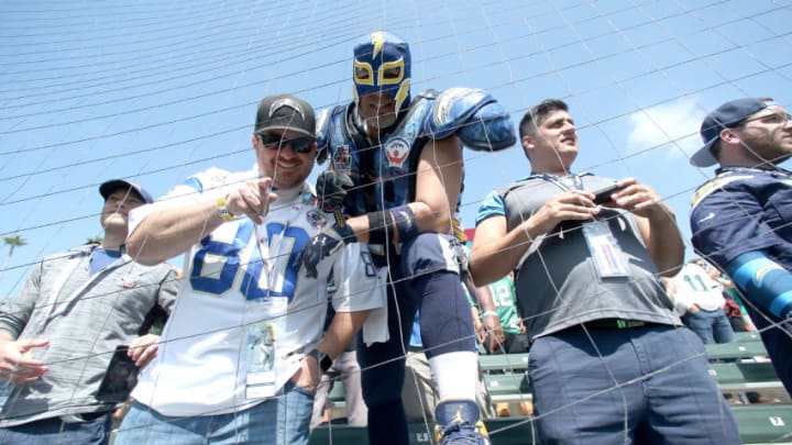 CARSON, CA - OCTOBER 01: Los Angeles Chargers fans are seen before the game against the Philadelphia Eagles at the StubHub Center on October 1, 2017 in Carson, California. (Photo by Stephen Dunn/Getty Images)