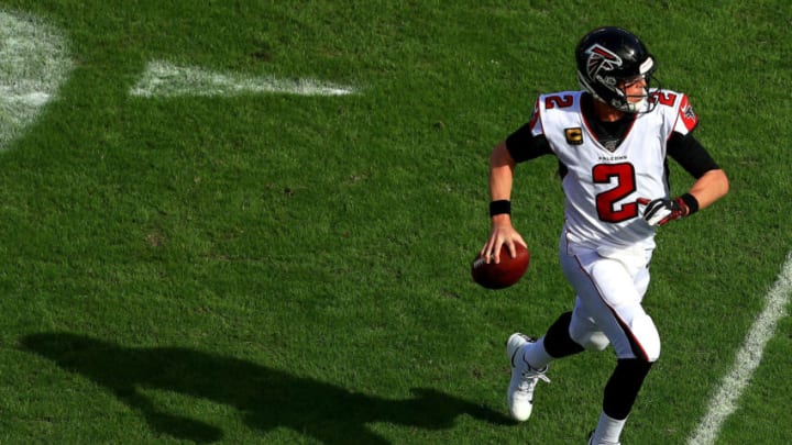 TAMPA, FLORIDA - DECEMBER 29: Matt Ryan #2 of the Atlanta Falcons scrambles during a game against the Tampa Bay Buccaneers at Raymond James Stadium on December 29, 2019 in Tampa, Florida. (Photo by Mike Ehrmann/Getty Images)