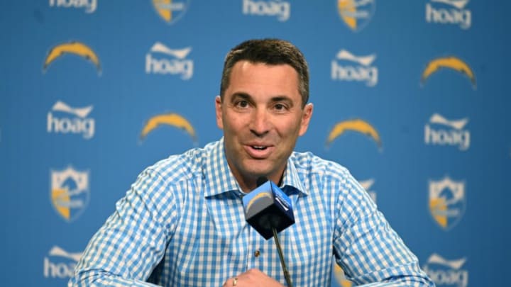 Apr 22, 2019; Costa Mesa, CA, USA; Los Angeles Chargers general manager Tom Telesco at a press conference prior to the 2019 NFL Draft. Mandatory Credit: Kirby Lee-USA TODAY Sports Apr 22, 2019; Costa Mesa, CA, USA; Los Angeles Chargers general manager Tom Telesco at a press conference prior to the 2019 NFL Draft. Mandatory Credit: Kirby Lee-USA TODAY Sports