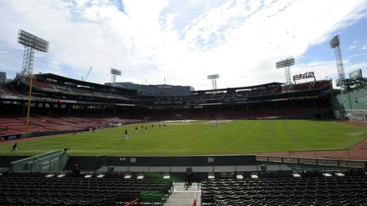 May 10, 2016; Boston, MA, USA; The Boston Red Sox warm up prior to a game against the Oakland Athletics at Fenway Park. Mandatory Credit: Bob DeChiara-USA TODAY Sports