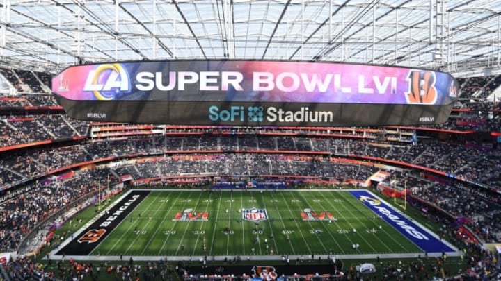 A general view shows the stadium ahead of Super Bowl LVI between the Los Angeles Rams and the Cincinnati Bengals at SoFi Stadium in Inglewood, California, on February 13, 2022. (Photo by VALERIE MACON / AFP) (Photo by VALERIE MACON/AFP via Getty Images)