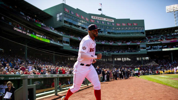 BOSTON, MA - APRIL 15: Xander Bogaerts #2 of the Boston Red Sox is introduced before the 2022 Opening Day game against the Minnesota Twins on April 15, 2022 at Fenway Park in Boston, Massachusetts. (Photo by Billie Weiss/Boston Red Sox/Getty Images)