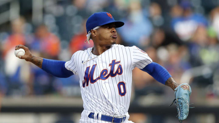 NEW YORK, NEW YORK – SEPTEMBER 28: Marcus Stroman #0 of the New York Mets in action against the Miami Marlins at Citi Field on September 28, 2021 in New York City. The Mets defeated the Marlins 5-2. (Photo by Jim McIsaac/Getty Images)