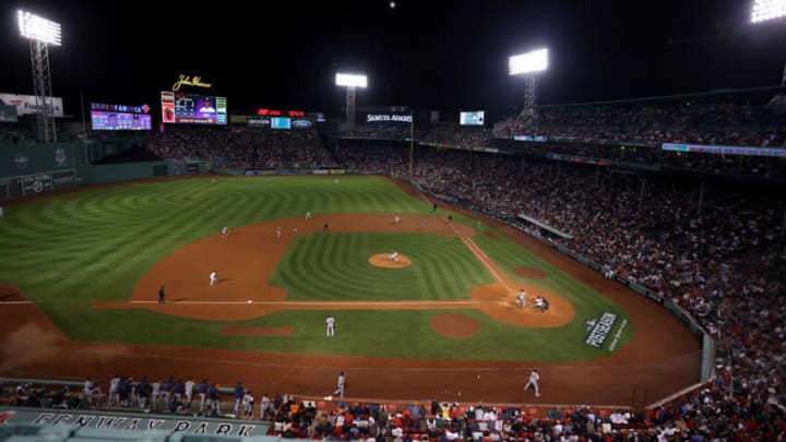 BOSTON, MASSACHUSETTS - OCTOBER 20: Hirokazu Sawamura #19 of the Boston Red Sox pitches against the Houston Astros in th of Game Five of the American League Championship Series at Fenway Park on October 20, 2021 in Boston, Massachusetts. (Photo by Omar Rawlings/Getty Images)