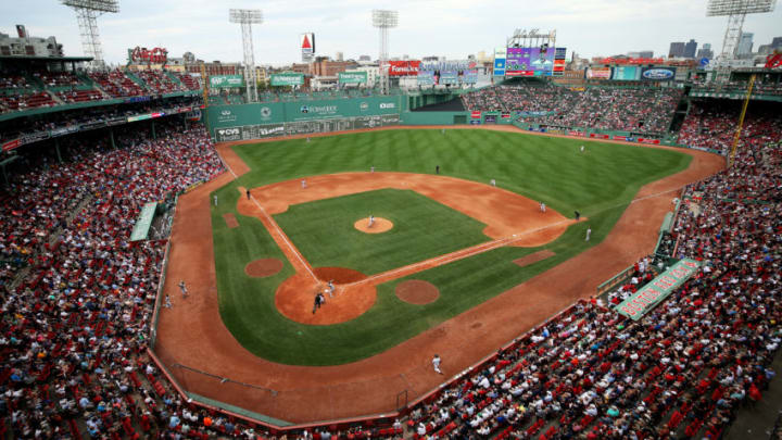 BOSTON, MA - SEPTEMBER 14: A general view of the game between the Oakland Athletics and the Boston Red Sox during the eighth inning at Fenway Park on September 14, 2017 in Boston, Massachusetts. (Photo by Maddie Meyer/Getty Images)
