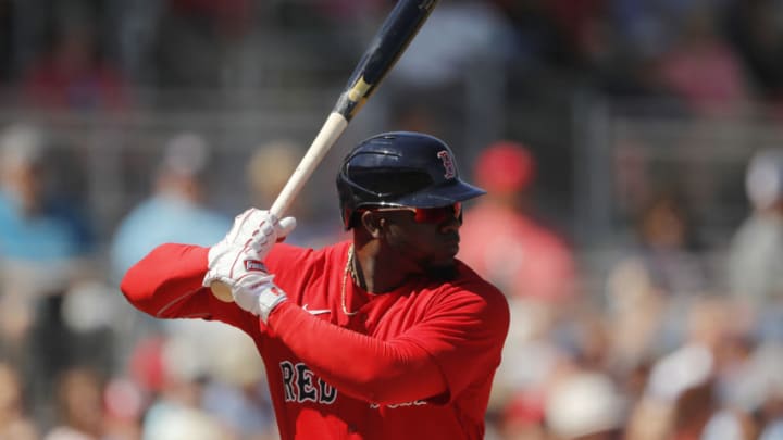 FORT MYERS, FLORIDA - MARCH 01: Rusney Castillo #38 of the Boston Red Sox in action against the Atlanta Braves during a Grapefruit League spring training game at JetBlue Park at Fenway South on March 01, 2020 in Fort Myers, Florida. (Photo by Michael Reaves/Getty Images)