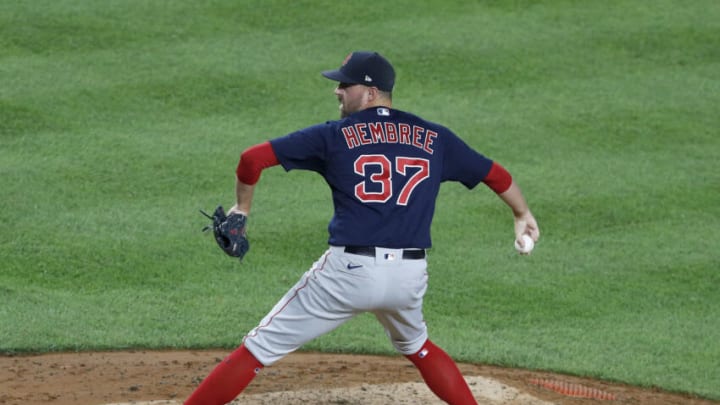 NEW YORK, NEW YORK - AUGUST 02: (NEW YORK DAILIES OUT) Heath Hembree #37 of the Boston Red Sox in action against the New York Yankees at Yankee Stadium on August 02, 2020 in New York City. The Yankees defeated the Red Sox 9-7. (Photo by Jim McIsaac/Getty Images)