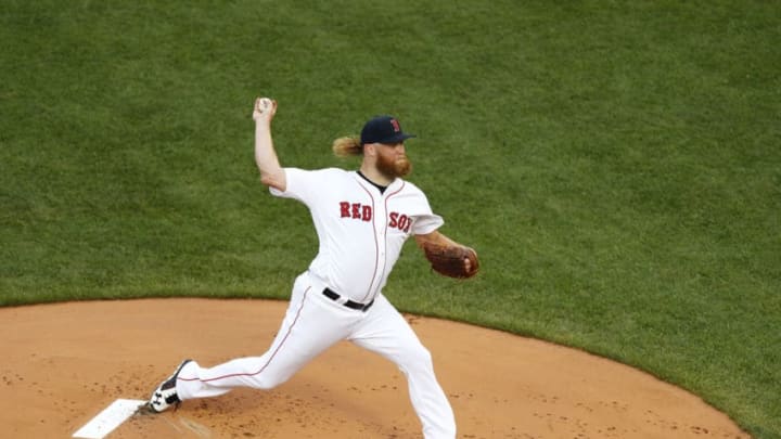 BOSTON, MASSACHUSETTS - JULY 16: Starter Andrew Cashner #48 of the Boston Red Sox pitches at the top of the first inning of the game against the Toronto Blue Jays at Fenway Park on July 16, 2019 in Boston, Massachusetts. (Photo by Omar Rawlings/Getty Images)