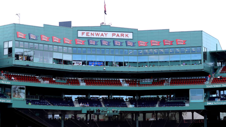 BOSTON, MASSACHUSETTS – SEPTEMBER 29: A general view of the grandstand and Fenway Park signage at Fenway Park before the game between the Baltimore Orioles and the Boston Red Sox on September 29, 2019 in Boston, Massachusetts. (Photo by Maddie Meyer/Getty Images)