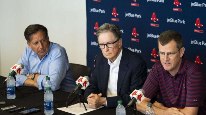 Red Sox Chairman Tom Werner, Principal Owner John Henry, and CEO Sam Kennedy of the Boston Red Sox. (Photo by Billie Weiss/Boston Red Sox/Getty Images)