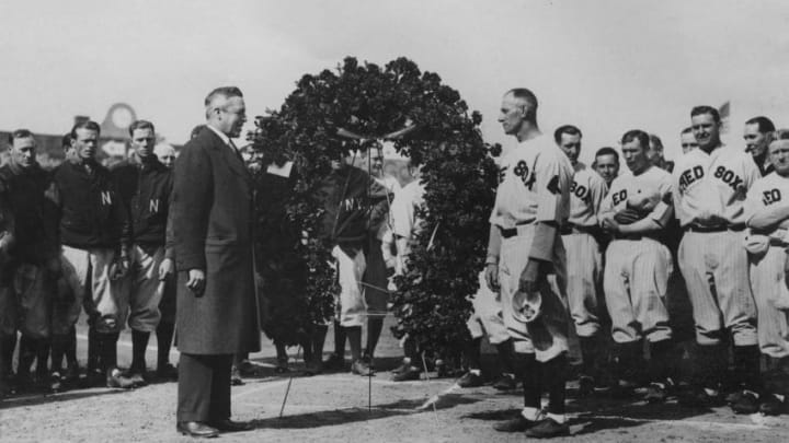 BOSTON, MA - CIRCA 1931: It's Shano Collins Day for the Red Sox, as shown in this photo from 1931 taken in Fenway Park in Boston, Massachusetts. (Photo Reproduction by Transcendental Graphics/Getty Images)