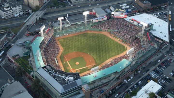 BOSTON, MA - JULY 29: General aerial views of Fenway Park during a game between the Boston Red Sox and Chicago White Sox in Boston, Massachusetts on July 29, 2015. (Photo by Michael Ivins/Boston Red Sox/Getty Images)