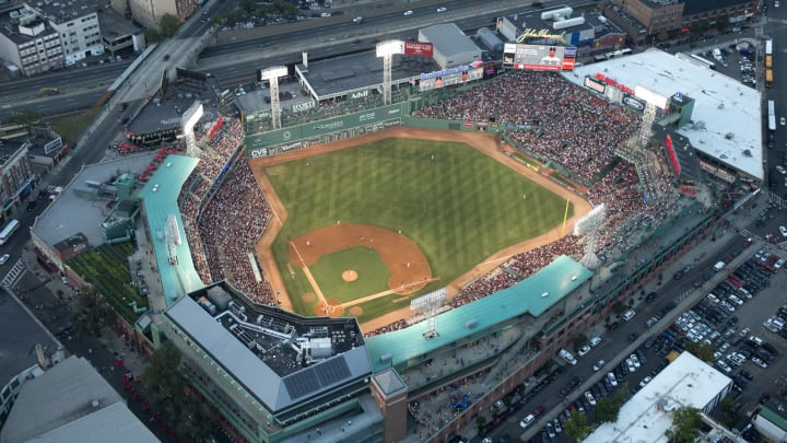 BOSTON, MA – JULY 29: General aerial views of Fenway Park during a game between the Boston Red Sox and Chicago White Sox in Boston, Massachusetts on July 29, 2015. (Photo by Michael Ivins/Boston Red Sox/Getty Images)