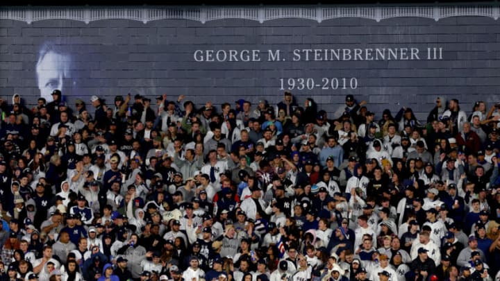 NEW YORK, NEW YORK - OCTOBER 18: Fans look on during the seventh inning in game five of the American League Division between the Cleveland Guardians and New York Yankees Series at Yankee Stadium on October 18, 2022 in New York, New York. (Photo by Elsa/Getty Images)