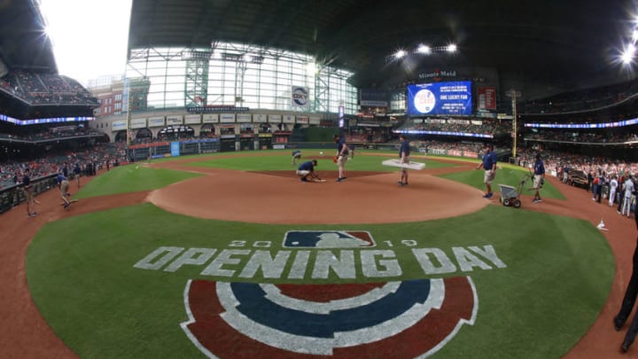 HOUSTON, TEXAS - APRIL 05: Opening Day as the Houston Astros play the Oakland Athletics at Minute Maid Park on April 05, 2019 in Houston, Texas. (Photo by Bob Levey/Getty Images)