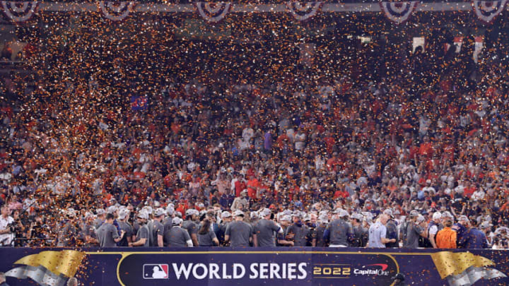 HOUSTON, TEXAS - NOVEMBER 05: A general view after the Houston Astros defeated the Philadelphia Phillies 4-1 to win the 2022 World Series in Game Six of the 2022 World Series at Minute Maid Park on November 05, 2022 in Houston, Texas. (Photo by Bob Levey/Getty Images)