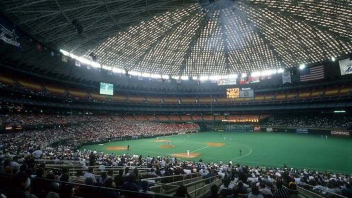 HOUSTON, TX - AUGUST 29: General interior view of the Houston AstroDome during a game between the Chicago Cubs and the Houston Astros in Houston, Texas. The Cubs won the game 4-3. (Photo by Matthew Stockman/Getty Images)