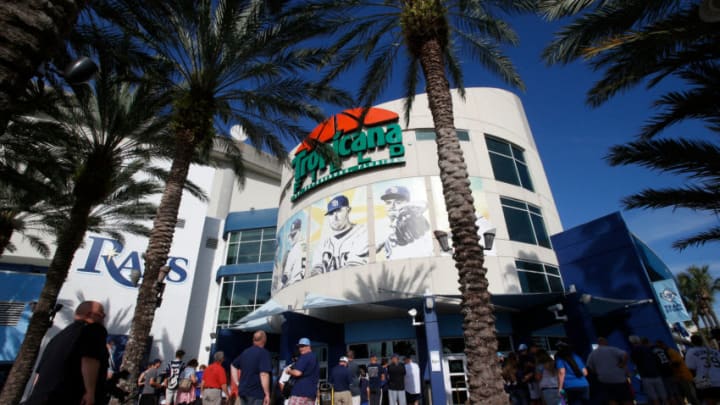ST. PETERSBURG, FL - APRIL 2: Baseball fans arrive for the first game of the season on Opening Day before the start of a game between the Tampa Bay Rays and the New York Yankees on April 2, 2017 at Tropicana Field in St. Petersburg, Florida. (Photo by Brian Blanco/Getty Images) ST. PETERSBURG, FL - APRIL 2: Baseball fans arrive for the first game of the season on Opening Day before the start of a game between the Tampa Bay Rays and the New York Yankees on April 2, 2017 at Tropicana Field in St. Petersburg, Florida. (Photo by Brian Blanco/Getty Images)