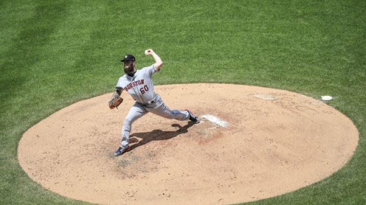 KANSAS CITY, MO - JUNE 16: Dallas Keuchel #60 of the Houston Astros pitches during the fourth inning against the Kansas City Royals at Kauffman Stadium on June 16, 2018 in Kansas City, Missouri. (Photo by Brian Davidson/Getty Images)