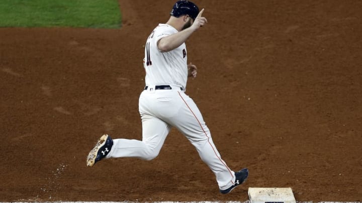 HOUSTON, TEXAS - OCTOBER 21: Evan Gattis