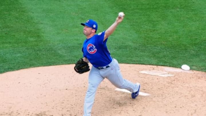 Mar 6, 2016; Salt River Pima-Maricopa, AZ, USA; Chicago Cubs relief pitcher Rex Brothers (50) throws during the fourth inning against the Arizona Diamondbacks at Salt River Fields at Talking Stick. Mandatory Credit: Matt Kartozian-USA TODAY Sports