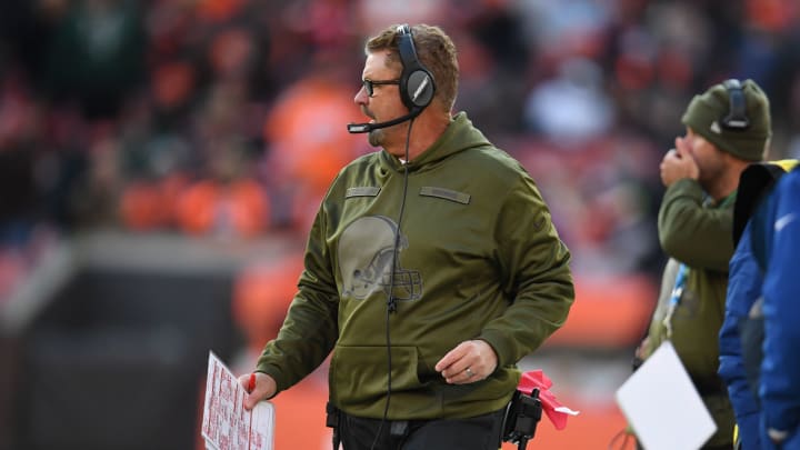 CLEVELAND, OH – NOVEMBER 11: Head coach Gregg Williams of the Cleveland Browns reacts to a play in the second half against the Atlanta Falcons at FirstEnergy Stadium on November 11, 2018 in Cleveland, Ohio. The Browns won 28 to 16. (Photo by Jason Miller/Getty Images)