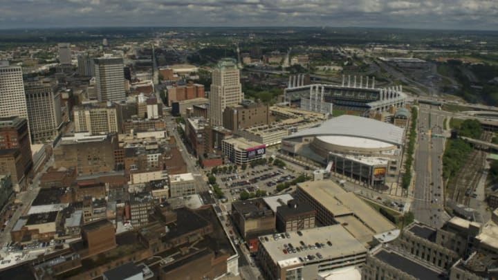 CLEVELAND, OH - JULY 8: A view of downtown Cleveland, which has been chosen for the 2016 Republican National Convention, on July 8, 2014 in Clevland, Ohio. The 2016 event will be held at the Quicken Loans Arena. (Photo by Jeff Swensen/Getty Images)