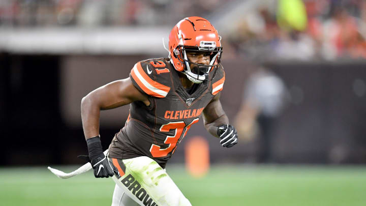 CLEVELAND, OHIO – AUGUST 29: Cornerback Juston Burris #31 of the Cleveland Browns during the second half of a preseason game against the Detroit Lions at FirstEnergy Stadium on August 29, 2019 in Cleveland, Ohio. The Browns defeated the Lions 20-16. (Photo by Jason Miller/Getty Images)