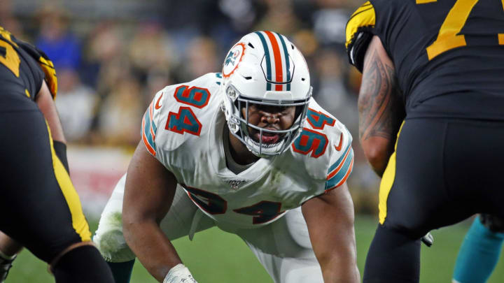 PITTSBURGH, PA – OCTOBER 28: Christian Wilkins #94 of the Miami Dolphins looks on against the Pittsburgh Steelers on October 28, 2019 at Heinz Field in Pittsburgh, Pennsylvania. (Photo by Justin K. Aller/Getty Images)