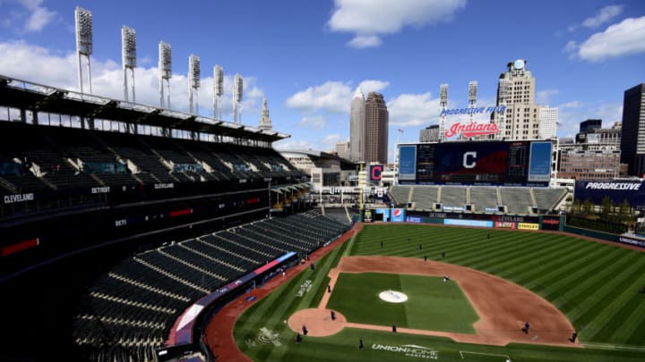 CLEVELAND, OHIO - APRIL 11: A general view of Progressive Field prior to a game between the Cleveland Indians and Detroit Tigers on April 11, 2021 in Cleveland, Ohio. (Photo by Emilee Chinn/Getty Images)