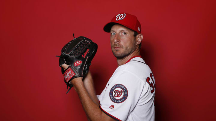WEST PALM BEACH, FLORIDA - FEBRUARY 22: Max Scherzer #31 of the Washington Nationals poses for a portrait on Photo Day at FITTEAM Ballpark of The Palm Beaches during on February 22, 2019 in West Palm Beach, Florida. (Photo by Michael Reaves/Getty Images)