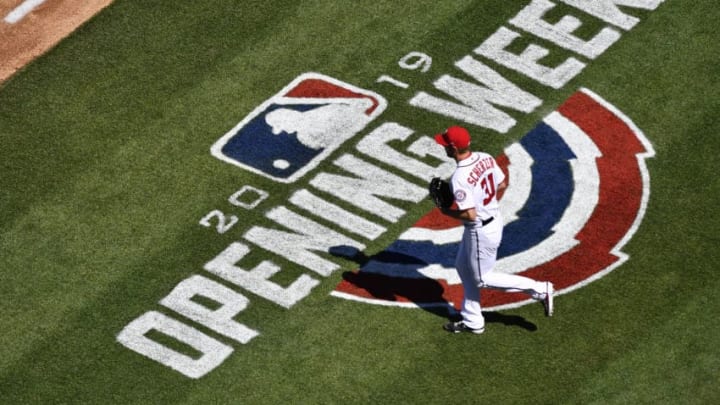 WASHINGTON, DC - MARCH 28: Max Scherzer #31 of the Washington Nationals takes the field before the start of the first inning against the New York Mets on Opening Day at Nationals Park on March 28, 2019 in Washington, DC. (Photo by Patrick McDermott/Getty Images)