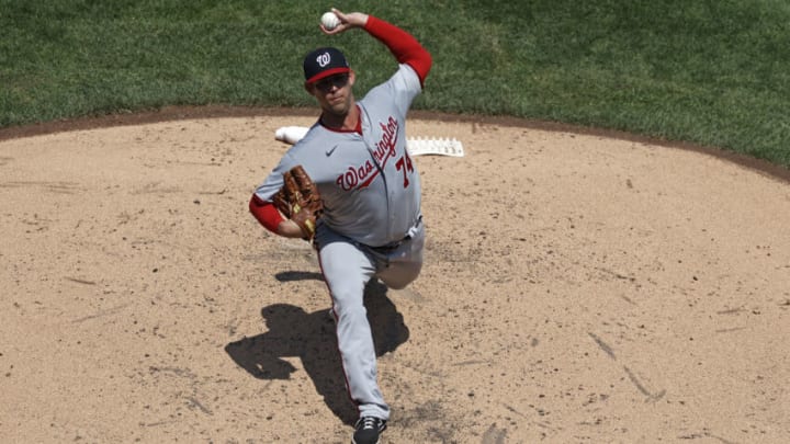 NEW YORK, NY - AUGUST 12: Sean Nolin #74 of the Washington Nationals pitches during the fourth inning against the New York Mets in game one of a doubleheader at Citi Field on August 12, 2021 in New York City. (Photo by Adam Hunger/Getty Images)